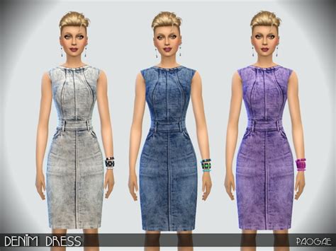 The Sims Resource Denim Dress By Paogae • Sims 4 Downloads