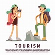 Personajes de dibujos animados turisticos concepto plano de turismo ...