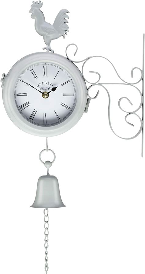 Wyegate Garden Wall Mounted Clock Outdoor Dual Sided 2 In 1 Thermometer