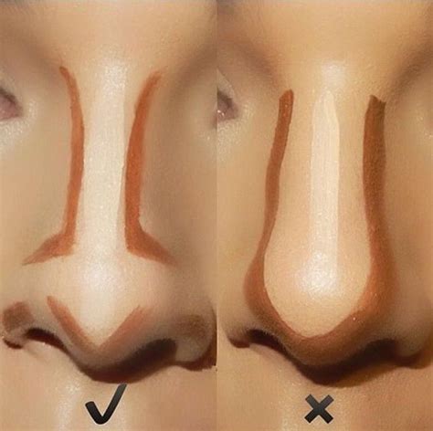 To correct the shape, contour a straight line on both sides of the bridge and apply highlighter in the middle. All though I do prefer the latter and it works well with my nose shape. | Contour makeup, Facial ...