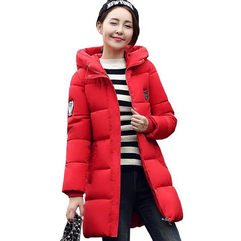 Women 2017 Hot Sale Red Winter Coat Long Down Parkas Fashion Students
