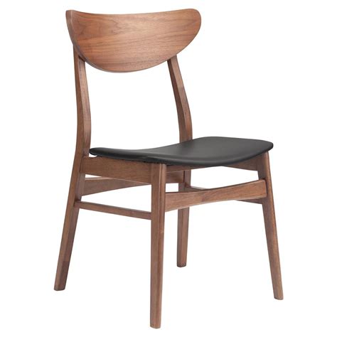 15.25d x 17.5w backreast height: Carmela Mid Century Modern Scandinavian Black Seat Brown Dining Side Chair