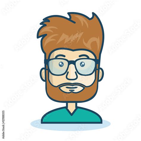 Character Man Bearded Hipster Isolated Vector Illustration Eps 10