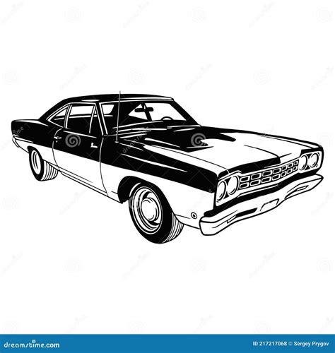 Muscle Car Old Usa Classic Car 1960s Muscle Car Stencil Vector