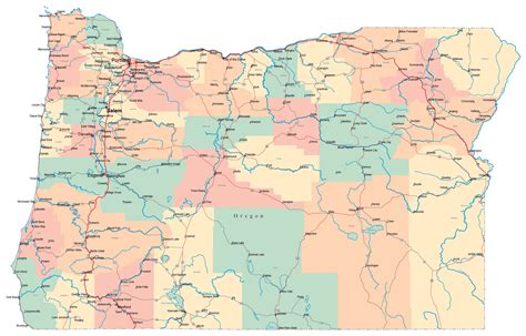 Large Administrative Map Of Oregon State With Roads Highways And
