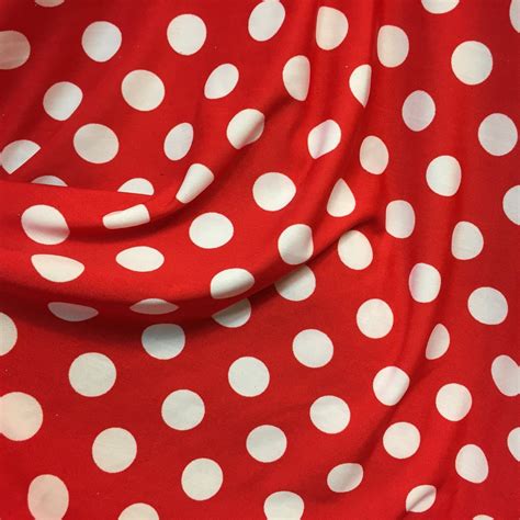 White Polka Dots On Red Spandex Fabric Ifabric