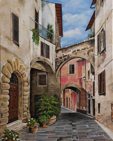 Tuscany Street Scene Painting By Bill Dunkley