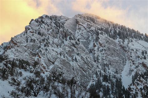 Mount Olympus Cliffs Winter Sunset Salt Lake City Utah Photograph By