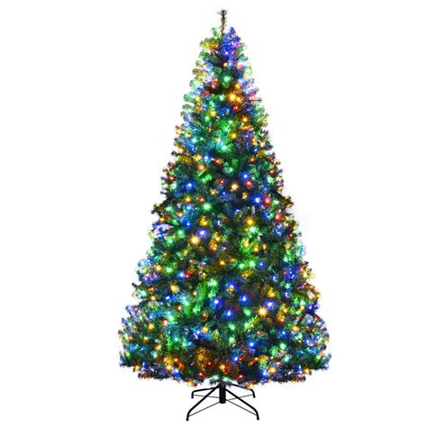 Gymax 5 9ft Pre Lit Christmas Tree Hinged Artificial Tree W Metal