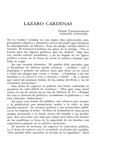 L Zaro C Rdenas Historia Mexicana