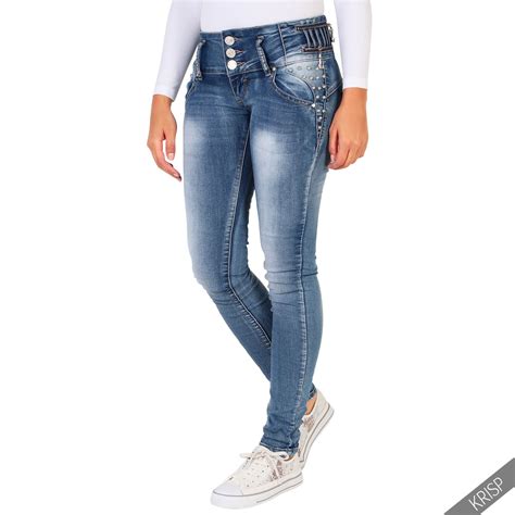 Women Ladies Fashion Skinny Jeans Hipster Pants Slim Fit Leg Faded