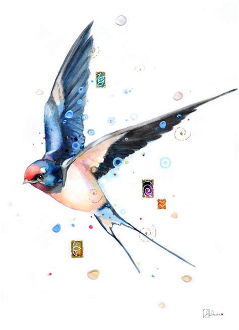 Swallow In Flight Bird Watercolor Swallow Wall Art Painting Etsy Uk