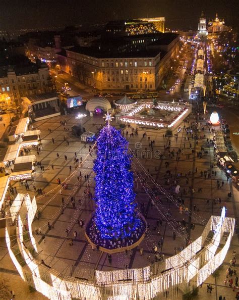 New Year Tree On The Sophia Square In Kiev Editorial Stock Photo