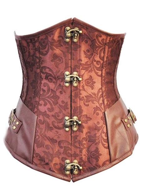 steampunk underbust corset gothic brown black spiral steel boned waist trainer shaper bustier top cl