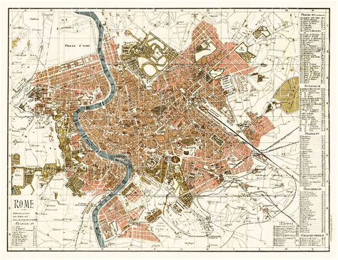 Old Map Of Rome In 1904 Buy Vintage Map Replica Poster Print Or