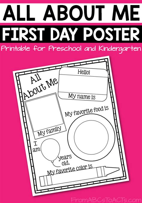 These all about me pages are suitable for preschool children all the way up to elementary grades. Printable All About Me Poster | From ABCs to ACTs