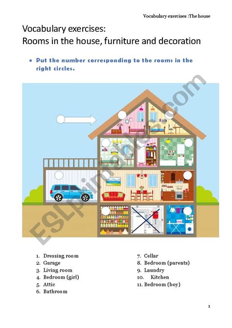 The House Rooms And Objects Esl Worksheet By Tarzee