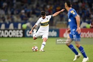 Pablo Javier Perez of Argentina's Boca Juniors, hits the ball during ...