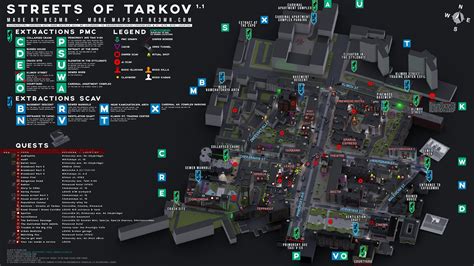 Escape From Tarkov Streets Of Tarkov Extracts Via Detailed Map