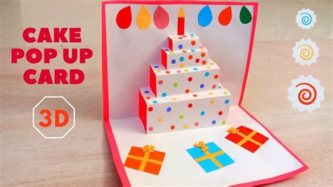 Diy Easy 3d Cake Pop Up Card How To Make Pop Up Birthday Cards Easy