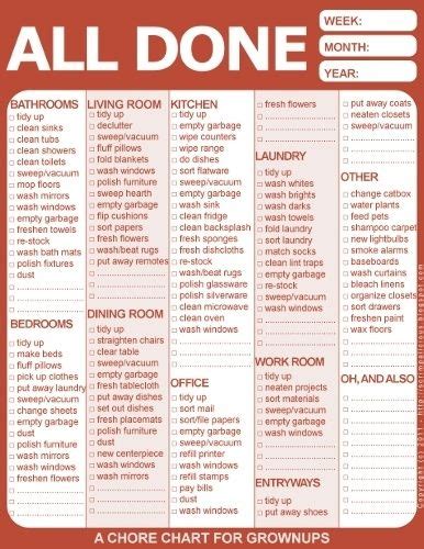 Chore Chart For Adults Cleaning Hacks House Cleaning Checklist Cleaning