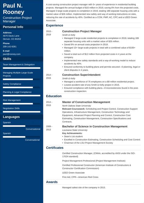 Project Manager Cv Template Word Free Download Project Manager Resume