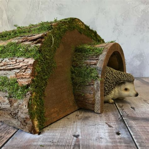 Adorable Handmade Barkwood Hedgehog House Etsy