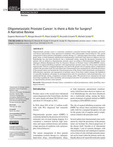 Pdf Oligometastatic Prostate Cancer Is There A Role For Surgery A Narrative Review
