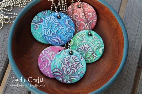 Damask Polymer Clay Pendants Made With Sculpey Polymer Clay Pendant