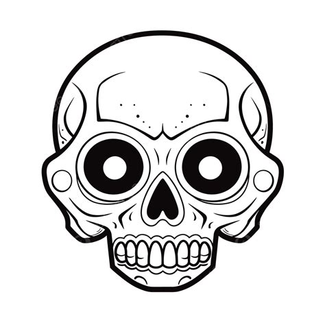 White Day Of The Dead Skull With Eyes In The Outline Sketch Drawing