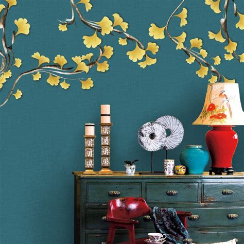 Idea4wall 6pcs Chinese Style Floral Peel And Stick Wallpaper Removable