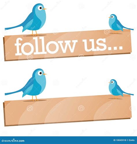 Twitter Bird With Follow Us Sign Stock Illustration Image 10045918