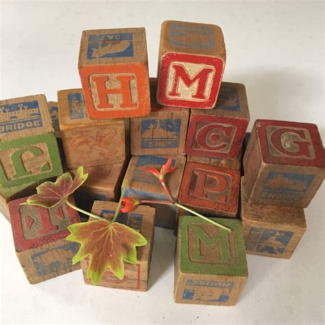 Wooden antique alphabet baby blocks for display and props 20 1.5 inch blocks… | Baby blocks ...