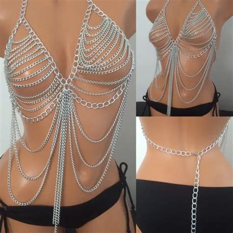 buy 2018 new european style long tassel sexy bikini breast necklace women