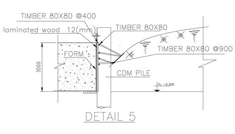 Cut Section View Of Pile Foundation Is Given In This Autocad Drawing