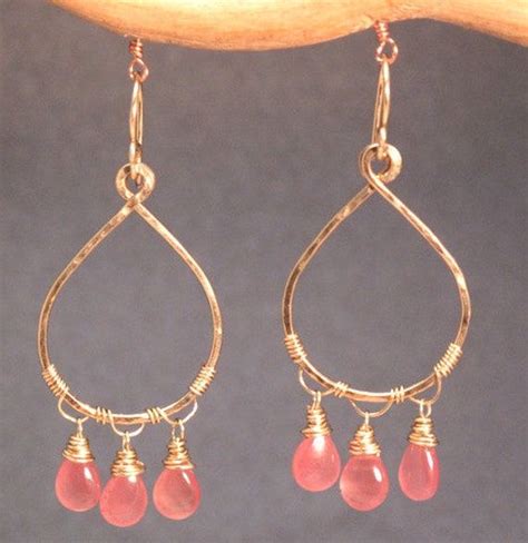 Hammered Drop Hoops With Gemstone Of Choice Aphrodite Etsy Canada