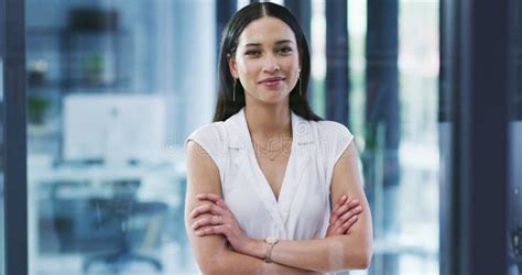 Woman Arms Crossed And Confident With Face Office And Professional