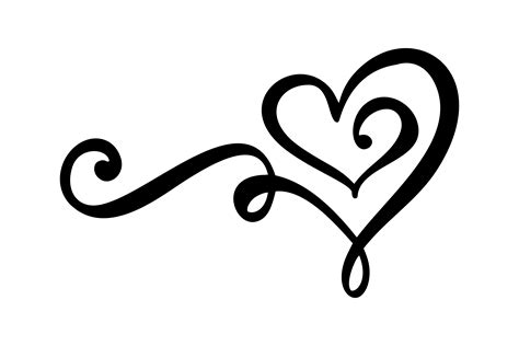 Hand Drawn Heart Love Sign Romantic Calligraphy Vector Illustration Concepn Icon Symbol For T