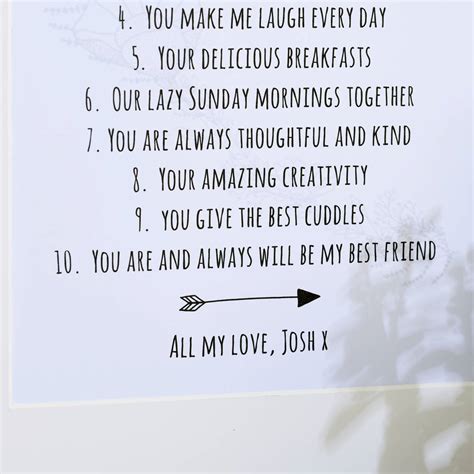 Personalised Ten Things I Love About You Print By Posh Totty Designs