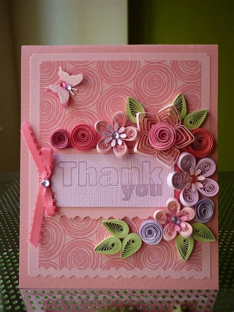 Cards should be printed on cardstock then cut to size. Handmade Paper Quilling Set of 5 Thank You Cards