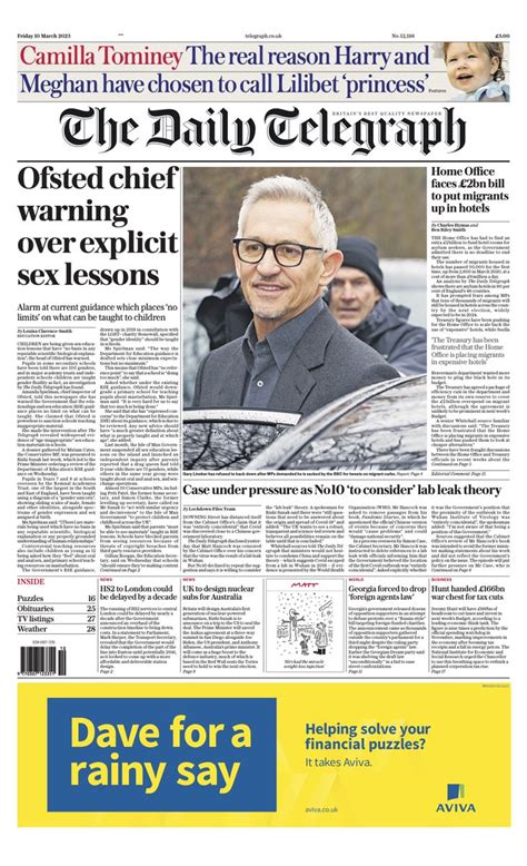 Tomorrows Papers Today On Twitter Friday S Telegraph Ofsted Chief Warning Over Explicit Sex