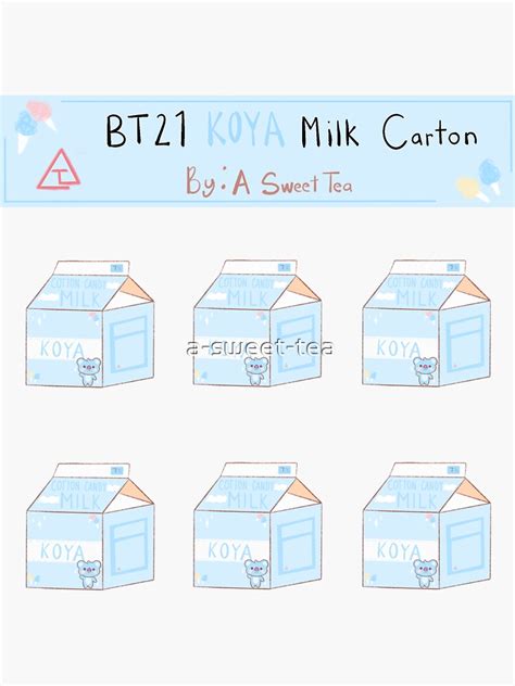 Bt21 Koya Cotton Candy Milk Carton Sticker Sheet Cute Baby Koya