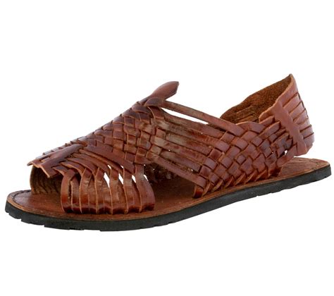 Mens Brown Sandals Mexican Huaraches Authentic Leather Handmade Slip On Open Toe Ebay