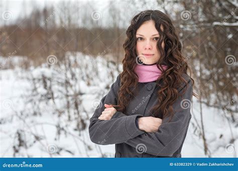 Beautiful Girl Freezes In Winter Stock Image Image Of Park Frosty