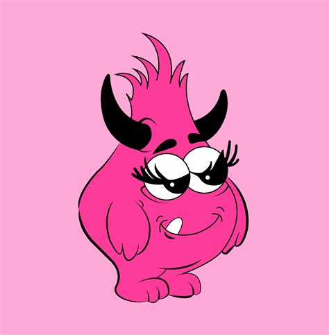 Pink Little Monster Cartoon Cute Monster Vector Set Creature Cartoon