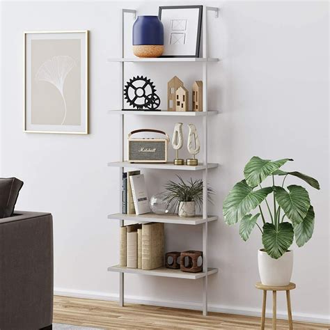 Veryke Modern 71 Inches 5 Shelf Ladder Bookcase Industrial Storage
