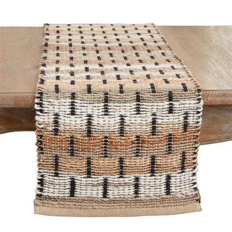 Saro Lifestyle Tailored Stripe Table Runner Beige X In