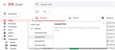 Inbox Unread Mail First Three Mail Gmail