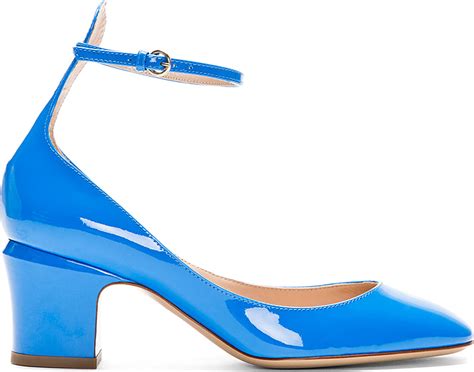 Lyst Valentino Bule Patent Ankle Strap Mary Janes In Blue