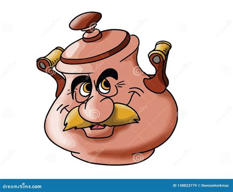 Characterized Cartoon Copper Soucepan On White Background Vector